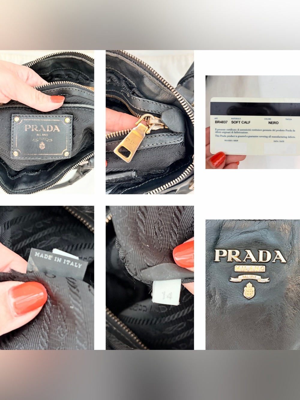 Authentic Prada Vintage Soft Calf Nero Black Leather Satchel - Picture 3 of 16